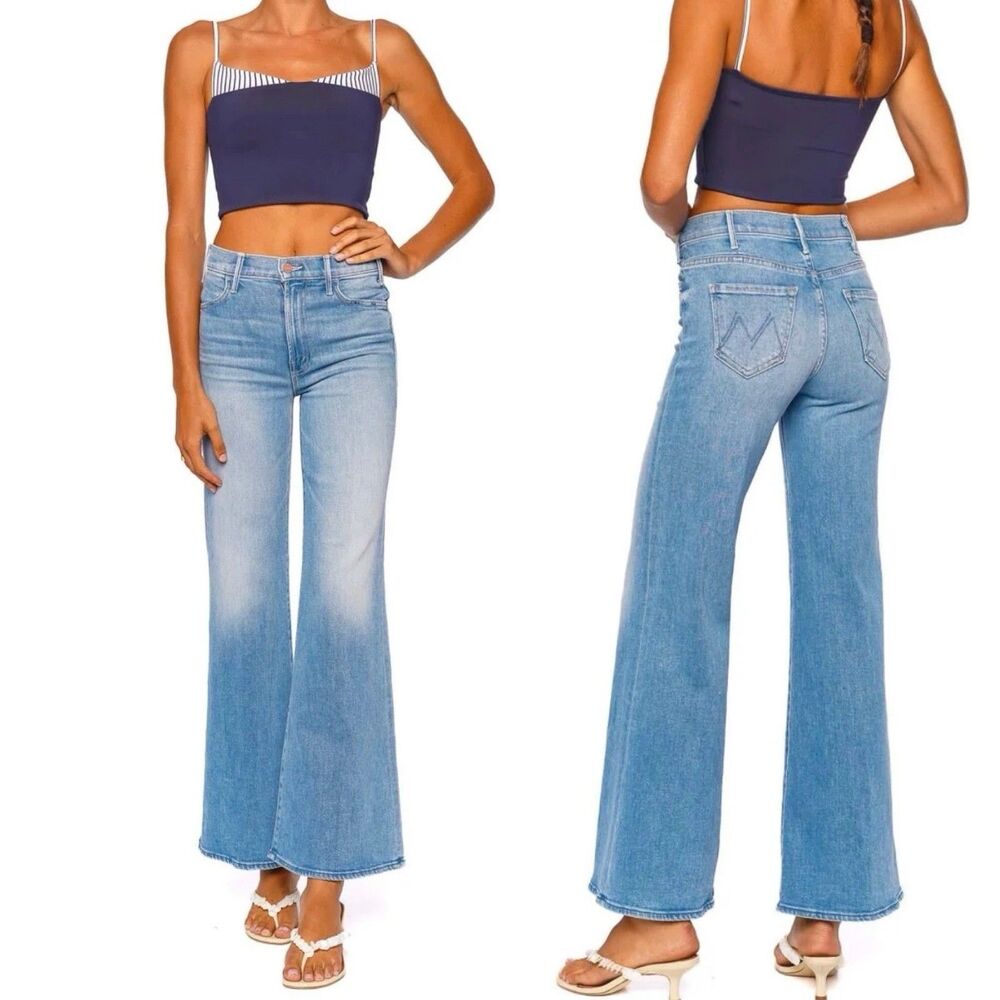 MOTHER The Hustler Roller Sneak High Rise Wide Leg Jeans Room Service Sz 31 Chic